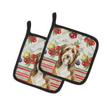 Load image into Gallery viewer, Brown Bearded Collie Vegetables Pair of Pot Holders