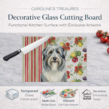 Load image into Gallery viewer, Bearded Collie Vegetables Glass Cutting Board