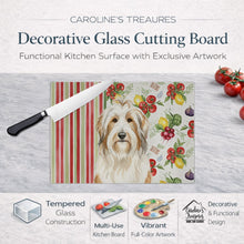 Load image into Gallery viewer, White and Tan Bearded Collie Vegetables Glass Cutting Board