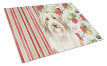 Load image into Gallery viewer, White and Tan Bearded Collie Vegetables Glass Cutting Board