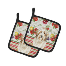 Load image into Gallery viewer, White and Tan Bearded Collie Vegetables Pair of Pot Holders