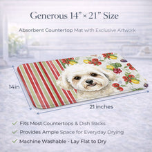 Load image into Gallery viewer, White and Cream Bichon Frise Vegetables Dish Drying Mat