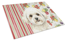 Load image into Gallery viewer, White and Cream Bichon Frise Vegetables Glass Cutting Board