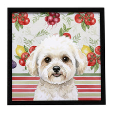 Load image into Gallery viewer, White and Cream Bichon Frise Vegetables Framed Metal Print