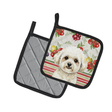 Load image into Gallery viewer, White and Cream Bichon Frise Vegetables Pair of Pot Holders