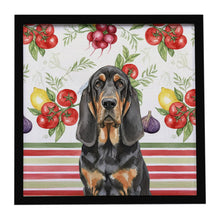 Load image into Gallery viewer, Black and Tan Bloodhound Vegetables Framed Metal Print