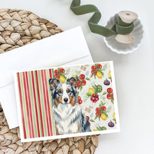 Load image into Gallery viewer, Blue Merle Border Collie Vegetables Greeting Cards Pack of 8