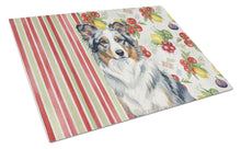 Load image into Gallery viewer, Blue Merle Border Collie Vegetables Glass Cutting Board
