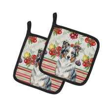 Load image into Gallery viewer, Blue Merle Border Collie Vegetables Pair of Pot Holders