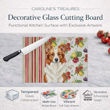 Load image into Gallery viewer, Red and White Border Collie Vegetables Glass Cutting Board