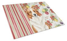 Load image into Gallery viewer, Red and White Border Collie Vegetables Glass Cutting Board