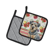 Load image into Gallery viewer, Blue and Tan Border Terrier Vegetables Pair of Pot Holders