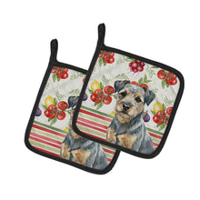 Load image into Gallery viewer, Blue and Tan Border Terrier Vegetables Pair of Pot Holders
