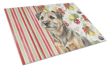 Load image into Gallery viewer, Grizzle and Tan Border Terrier Vegetables Glass Cutting Board