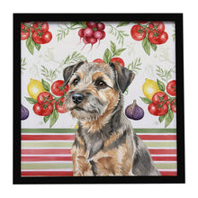Load image into Gallery viewer, Grizzle and Tan Border Terrier Vegetables Framed Metal Print