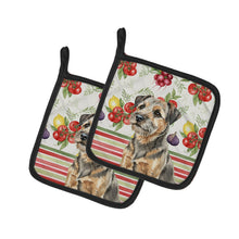 Load image into Gallery viewer, Grizzle and Tan Border Terrier Vegetables Pair of Pot Holders