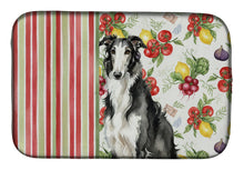 Load image into Gallery viewer, Black and White Borzoi Vegetables Dish Drying Mat