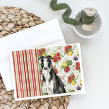 Load image into Gallery viewer, Black and White Borzoi Vegetables Greeting Cards Pack of 8