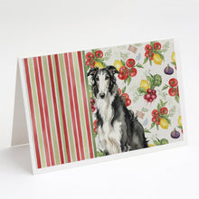 Load image into Gallery viewer, Black and White Borzoi Vegetables Greeting Cards Pack of 8