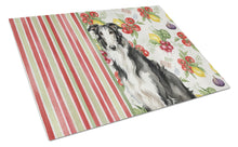 Load image into Gallery viewer, Black and White Borzoi Vegetables Glass Cutting Board