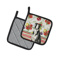 Load image into Gallery viewer, Black and White Borzoi Vegetables Pair of Pot Holders