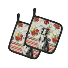 Load image into Gallery viewer, Black and White Borzoi Vegetables Pair of Pot Holders