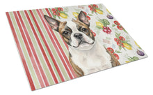 Load image into Gallery viewer, Brindle Boston Terrier Vegetables Glass Cutting Board