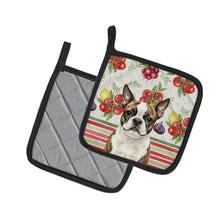 Load image into Gallery viewer, Brindle Boston Terrier Vegetables Pair of Pot Holders