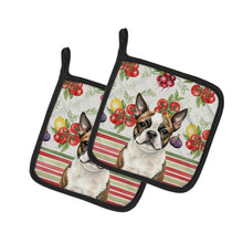 Load image into Gallery viewer, Brindle Boston Terrier Vegetables Pair of Pot Holders