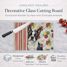 Load image into Gallery viewer, Boston Terrier Vegetables Glass Cutting Board