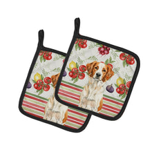 Load image into Gallery viewer, Orange and White Brittany Vegetables Pair of Pot Holders