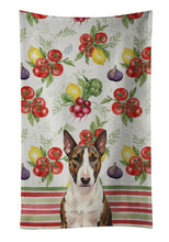 Load image into Gallery viewer, Brindle and White Bull Terrier Vegetables Kitchen Towel