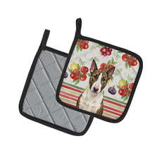 Load image into Gallery viewer, Brindle and White Bull Terrier Vegetables Pair of Pot Holders