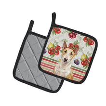 Load image into Gallery viewer, Fawn and White Bull Terrier Vegetables Pair of Pot Holders