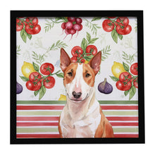 Load image into Gallery viewer, Red and White Bull Terrier Vegetables Framed Metal Print