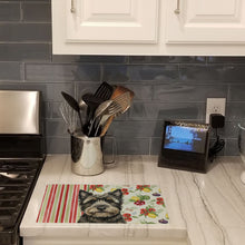 Load image into Gallery viewer, Black Cairn Terrier Vegetables Glass Cutting Board
