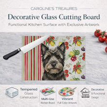 Load image into Gallery viewer, Black Cairn Terrier Vegetables Glass Cutting Board