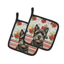 Load image into Gallery viewer, Black Cairn Terrier Vegetables Pair of Pot Holders