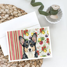 Load image into Gallery viewer, Black and White Cardigan Welsh Corgi Vegetables Greeting Cards Pack of 8