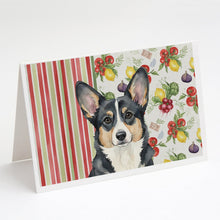 Load image into Gallery viewer, Black and White Cardigan Welsh Corgi Vegetables Greeting Cards Pack of 8
