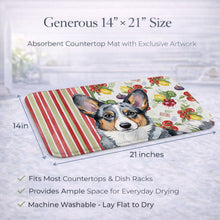 Load image into Gallery viewer, Blue Merle Cardigan Welsh Corgi Vegetables Dish Drying Mat