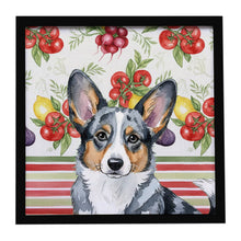 Load image into Gallery viewer, Blue Merle Cardigan Welsh Corgi Vegetables Framed Metal Print
