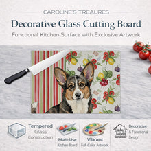 Load image into Gallery viewer, Brindle Cardigan Welsh Corgi Vegetables Glass Cutting Board