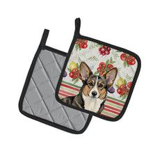 Load image into Gallery viewer, Brindle Cardigan Welsh Corgi Vegetables Pair of Pot Holders