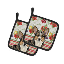 Load image into Gallery viewer, Brindle Cardigan Welsh Corgi Vegetables Pair of Pot Holders