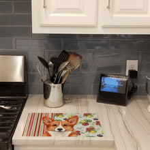 Load image into Gallery viewer, Red Cardigan Welsh Corgi Vegetables Glass Cutting Board