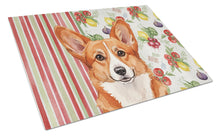 Load image into Gallery viewer, Red Cardigan Welsh Corgi Vegetables Glass Cutting Board