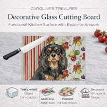 Load image into Gallery viewer, Black and Tan Cavalier Spaniel Vegetables Glass Cutting Board