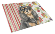 Load image into Gallery viewer, Black and Tan Cavalier Spaniel Vegetables Glass Cutting Board