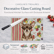 Load image into Gallery viewer, Chocolate Chihuahua Vegetables Glass Cutting Board